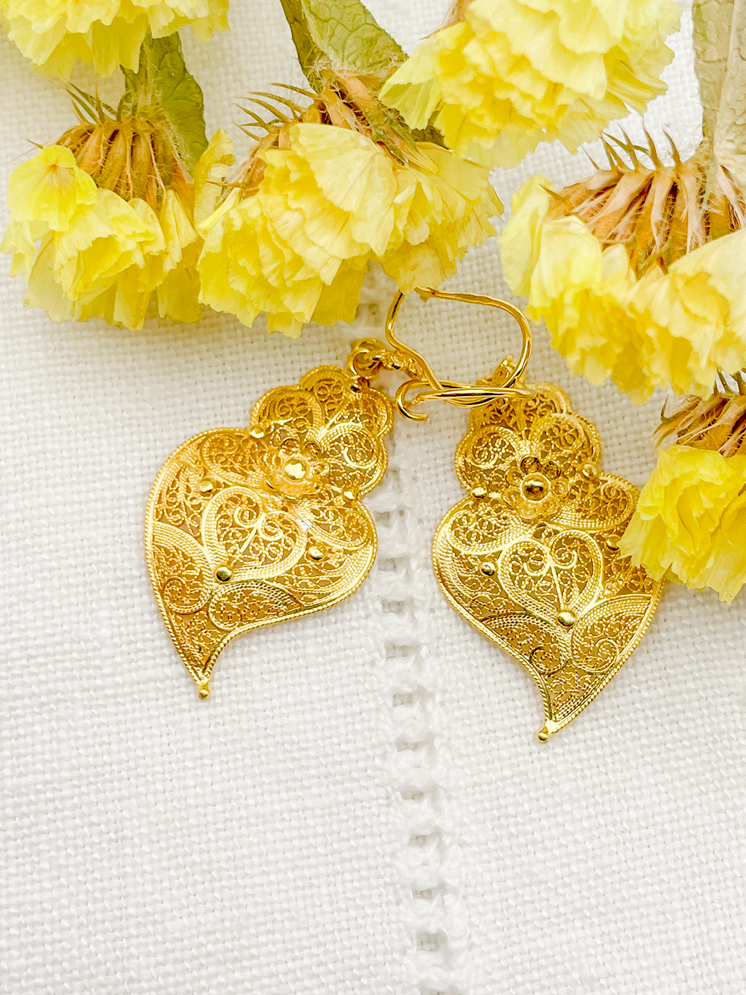 Viana Heart Earrings with Flower