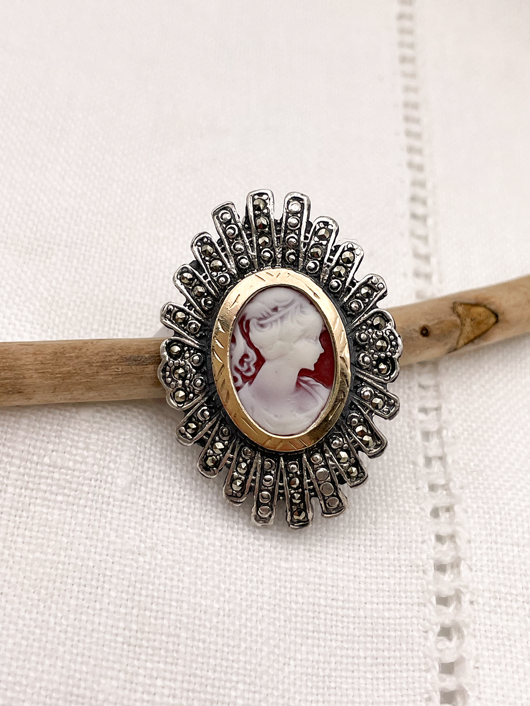 Cameo Pin with Marcasites